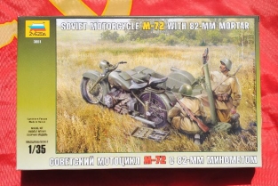Zvezda 3651  Soviet Motorcycle M-72 with 82-mm morter